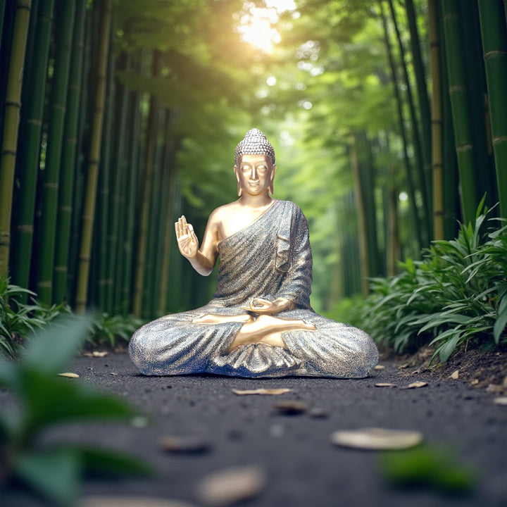 Large 4 Feet Resin Fiber Buddha Idol | Outdoor/Indoor Buddha Murti | Big Size Decorative Buddha Statue