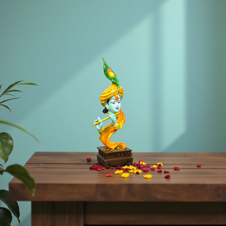 Pankh Krishna Murti Figurine Sculpture Krishna Idol Antique Showpiece Kanha Statue H- 57.5 cm