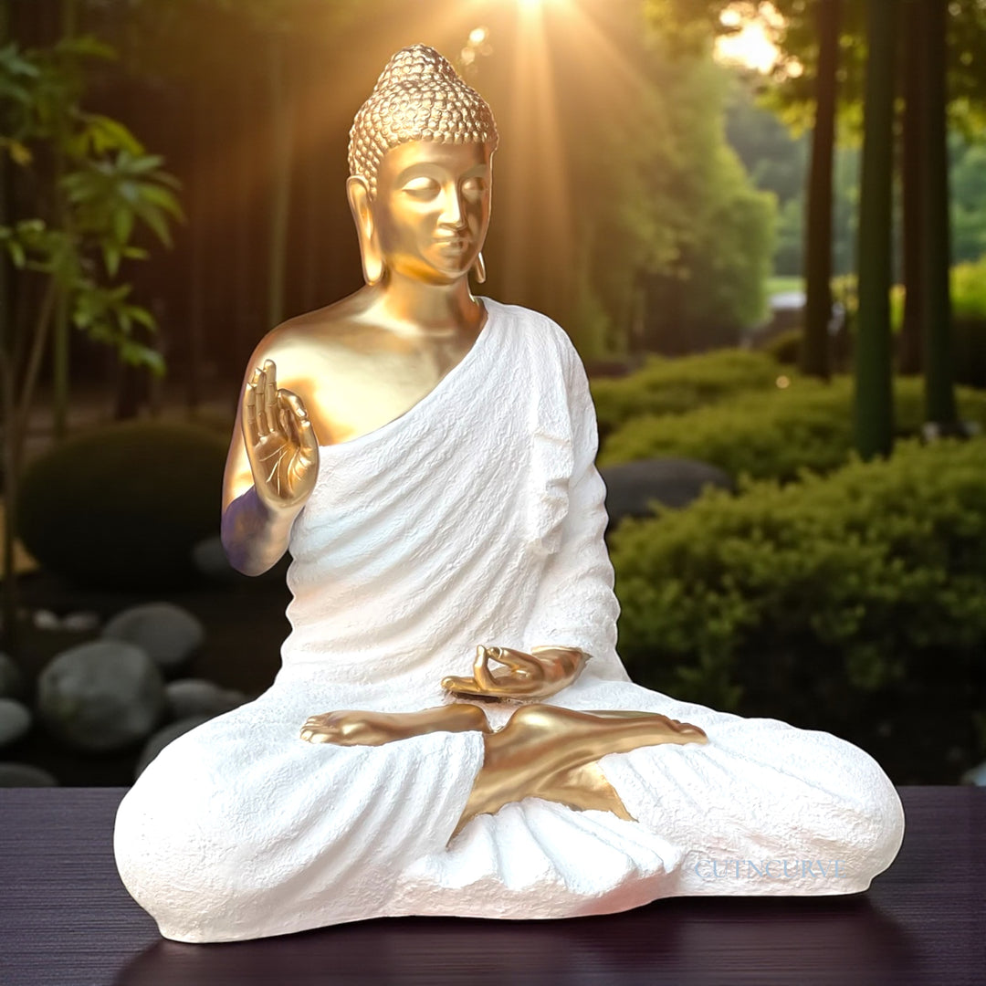 4 Feet Fiber Resin Buddha Statue | Large Buddha Idol for Home & Garden Decor | Meditation Buddha Sculpture