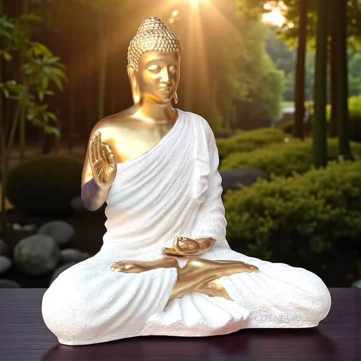 4 Feet Fiber Resin Buddha Statue | Large Buddha Idol for Home & Garden Decor | Meditation Buddha Sculpture