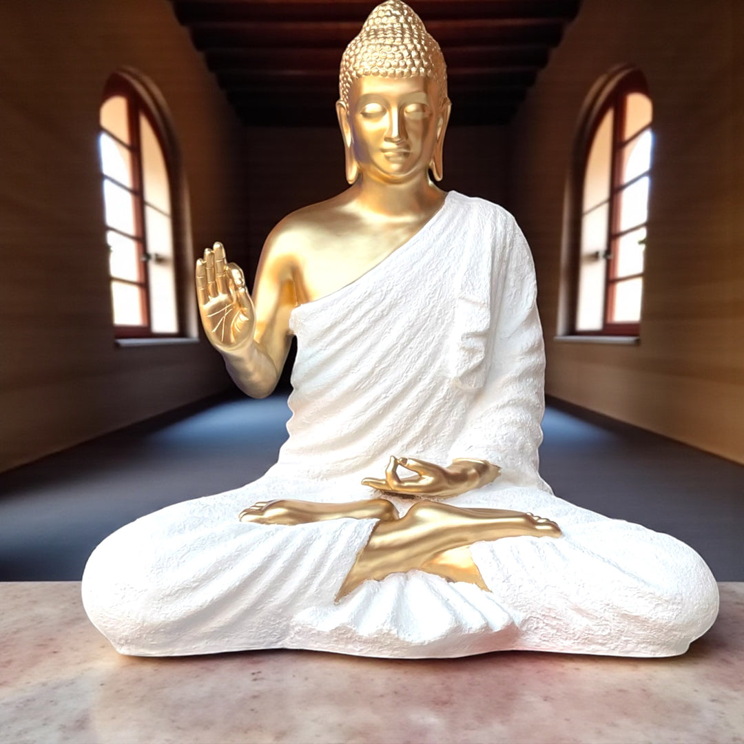 4 Feet Fiber Resin Buddha Statue | Large Buddha Idol for Home & Garden Decor | Meditation Buddha Sculpture