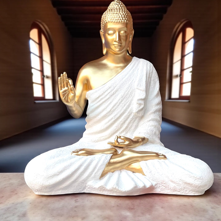 4 Feet Fiber Resin Buddha Statue | Large Buddha Idol for Home & Garden Decor | Meditation Buddha Sculpture