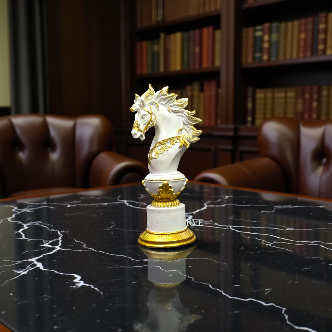 Artistic Chess Statue Set in Resin – 12 Inch King, Queen & Knight Showpiece for Modern Living & Office Spaces