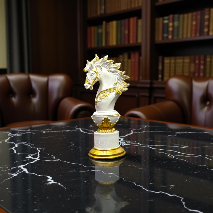 Artistic Chess Statue Set in Resin – 12 Inch King, Queen & Knight Showpiece for Modern Living & Office Spaces