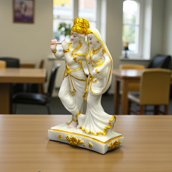Radha Krishna 1.5 Feet Composite Marble Statue – Handcrafted Murti for Temple, Home & Gifting