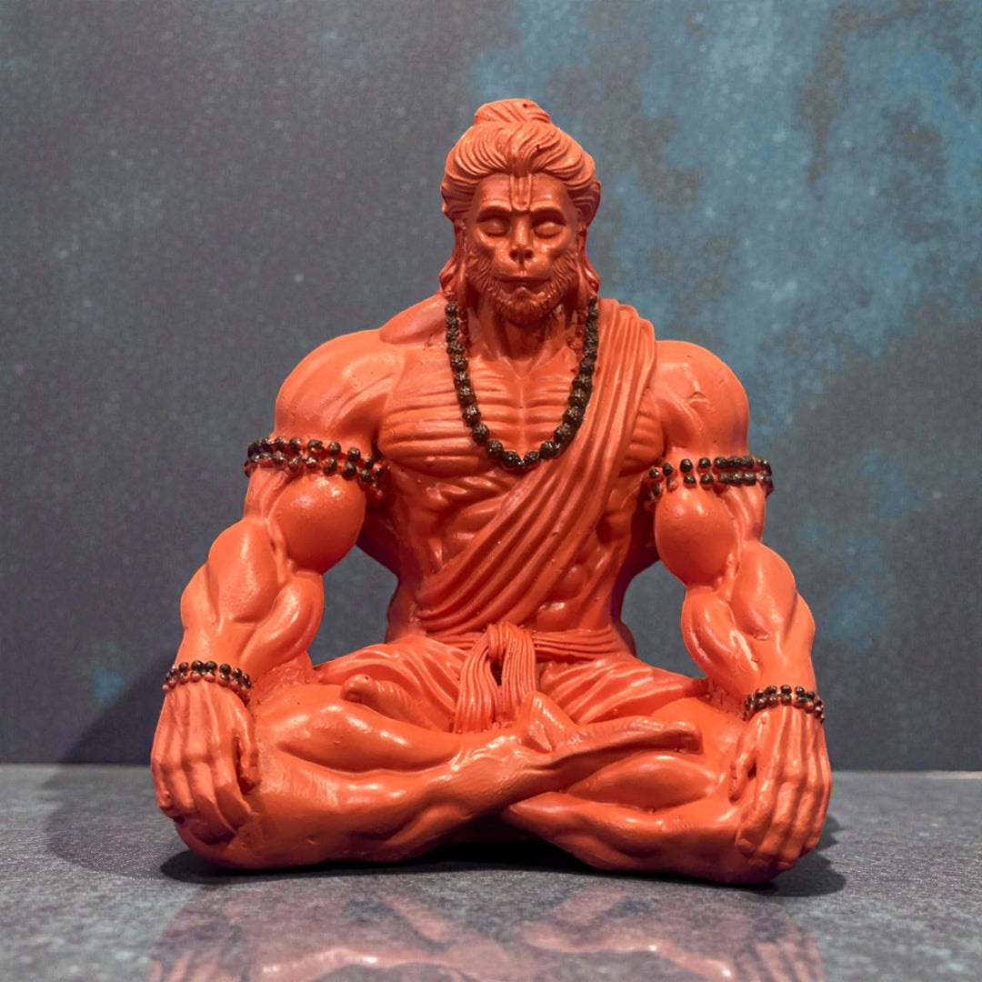 3 Inch Resin Hanuman Idol in Sitting Position – Compact Car Dashboard & Office Desk Showpiece for Protection & Positivity