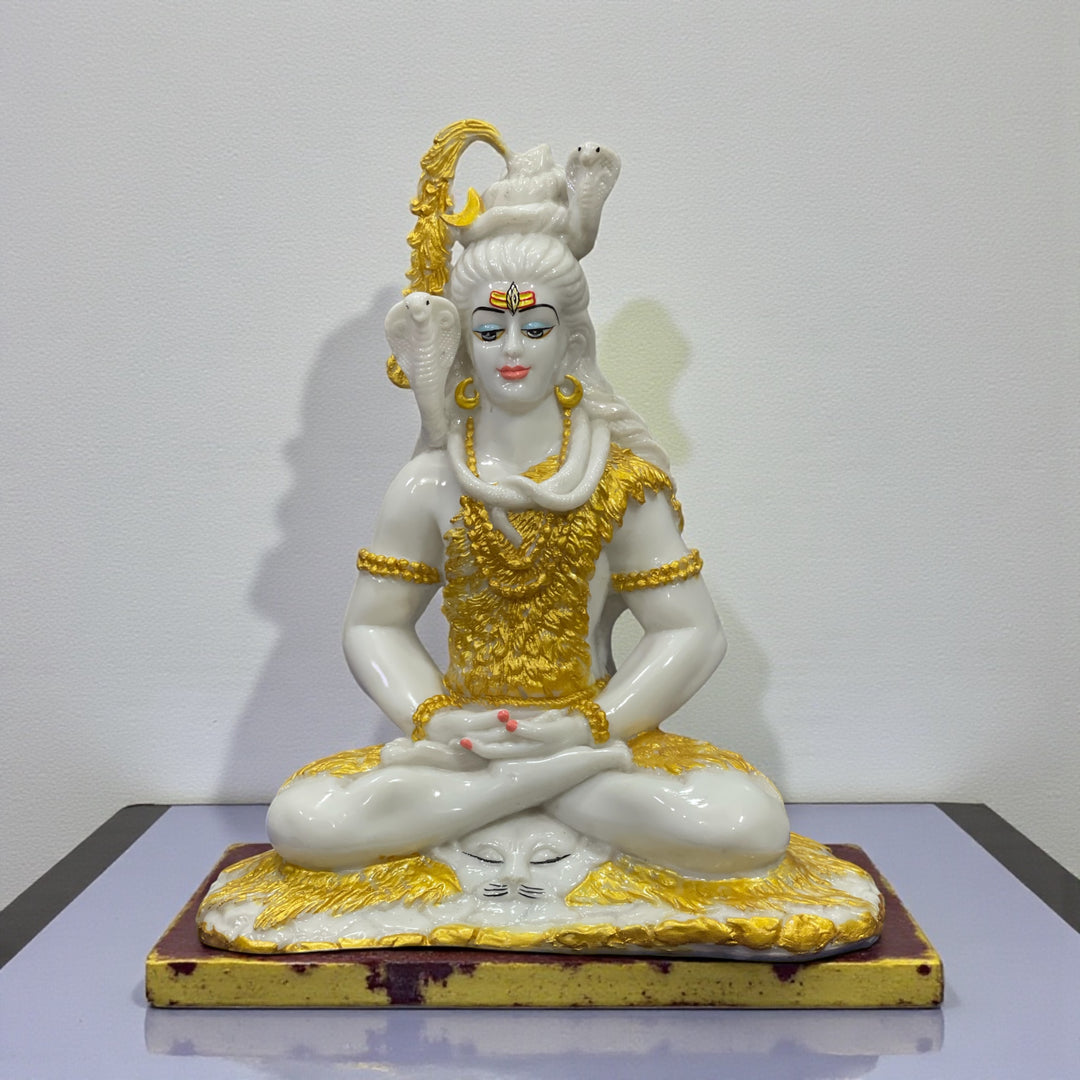 1.5 Feet Shiv Samadhi Idol Made of Composite Marble – Peaceful Mahadev Statue for Home Temple & Meditation Decor