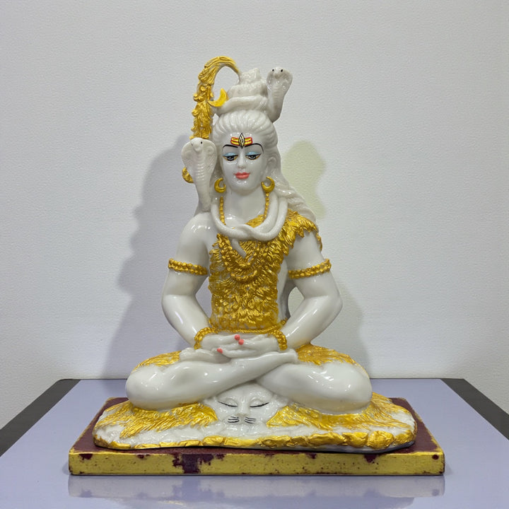 1.5 Feet Shiv Samadhi Idol Made of Composite Marble – Peaceful Mahadev Statue for Home Temple & Meditation Decor