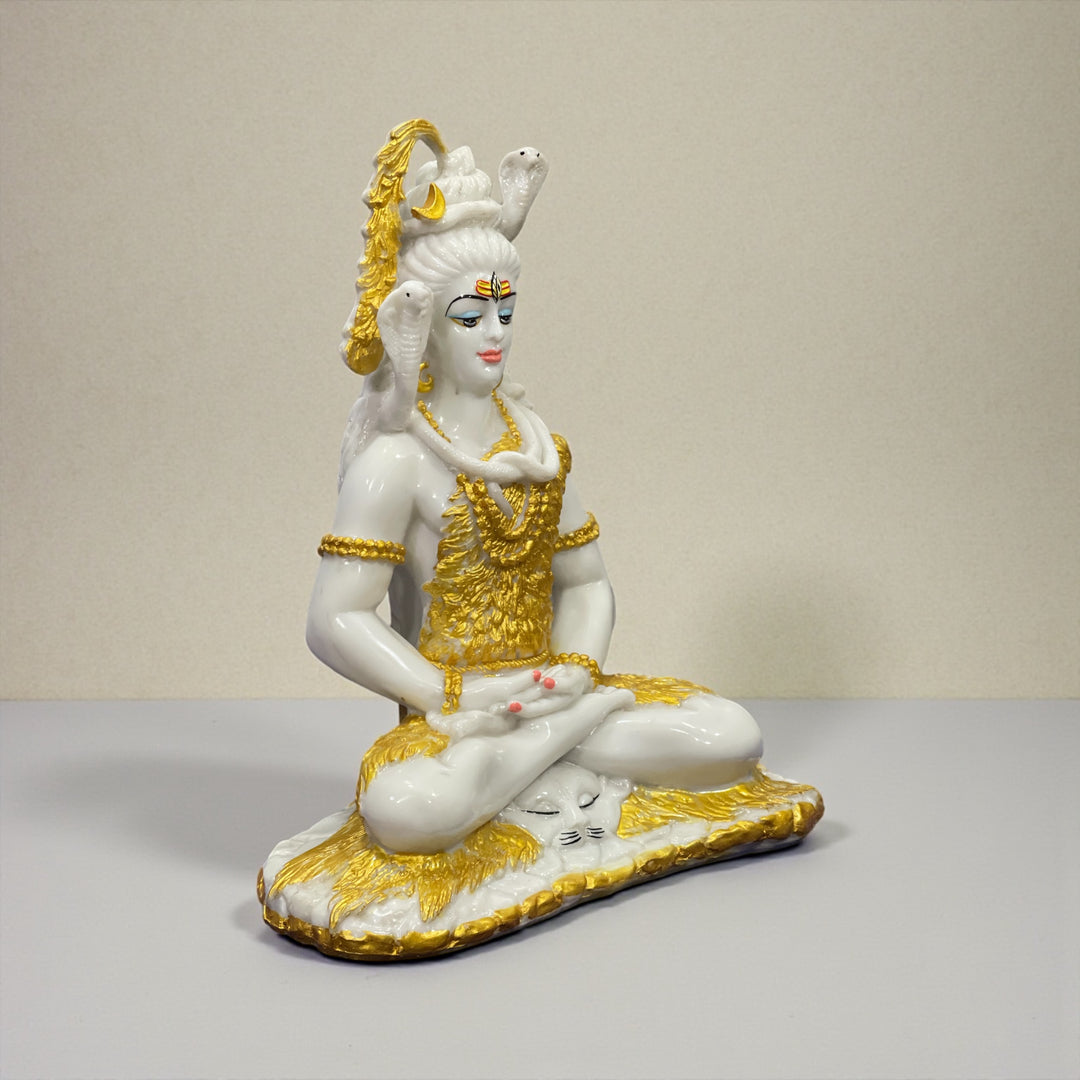 1.5 Feet Shiv Samadhi Idol Made of Composite Marble – Peaceful Mahadev Statue for Home Temple & Meditation Decor