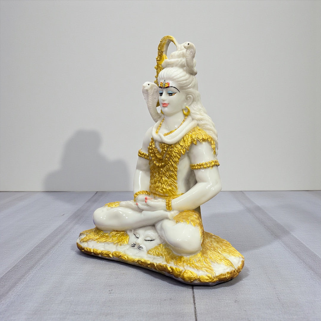 1.5 Feet Shiv Samadhi Idol Made of Composite Marble – Peaceful Mahadev Statue for Home Temple & Meditation Decor