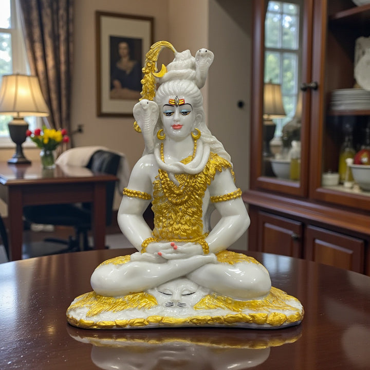 1.5 Feet Shiv Samadhi Idol Made of Composite Marble – Peaceful Mahadev Statue for Home Temple & Meditation Decor