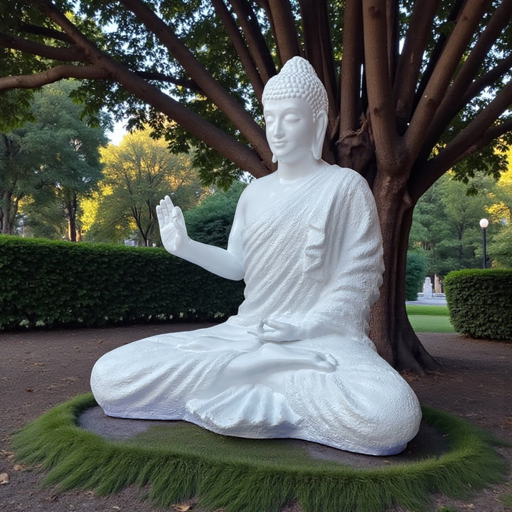 4 Feet Buddha Statue Made of Fiber Resin – Large Outdoor & Indoor Decorative Buddha Murti for Home, Garden & Meditation Space
