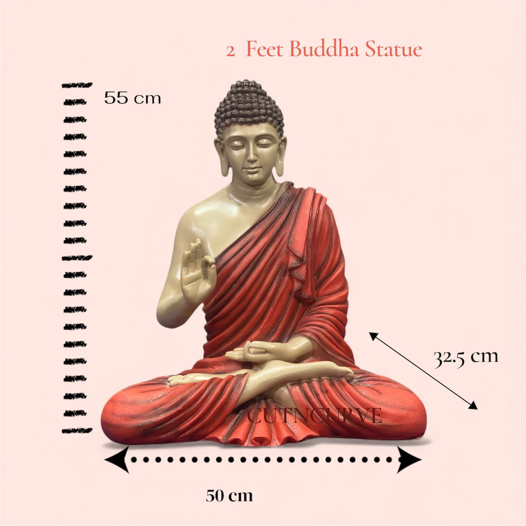 2 Feet Resin Buddha Statue | Small Buddha Idol for Home Décor | Meditation Buddha Murti