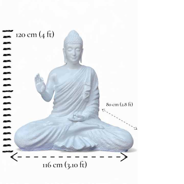4 Feet Buddha Statue Made of Fiber Resin – Large Outdoor & Indoor Decorative Buddha Murti for Home, Garden & Meditation Space