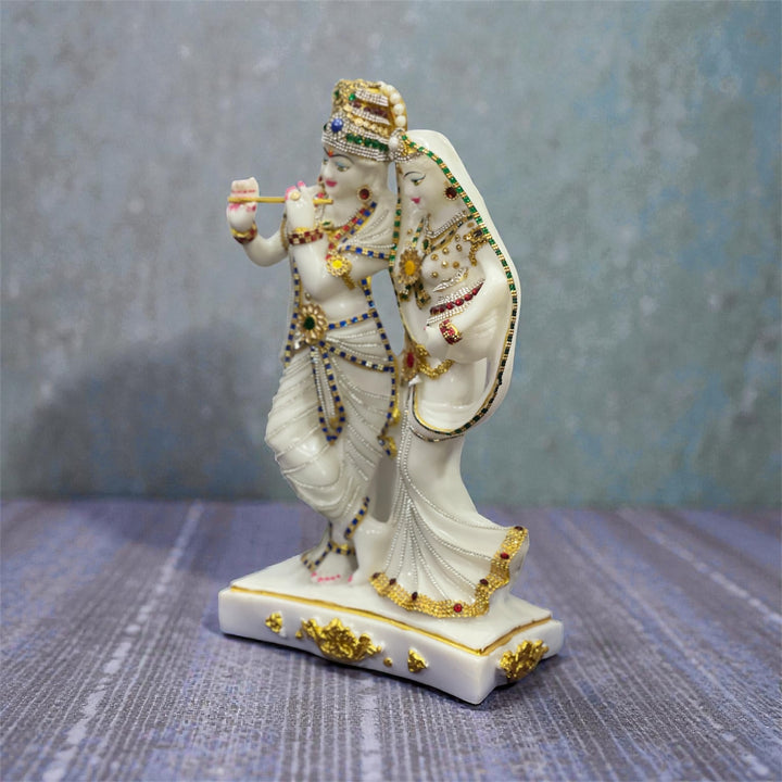1.5 Feet Radha Krishna Idol Made of Composite Marble – Elegant Home Temple Decorative Statue