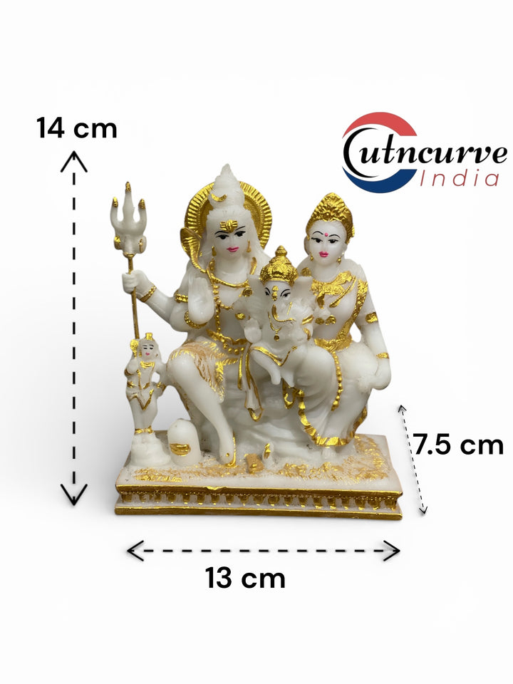 6 Inches Shiv Parivar Idol in Composite Marble | Shiv Parvati Ganesh Kartikeya Murti for Home Temple – cutNcurve®