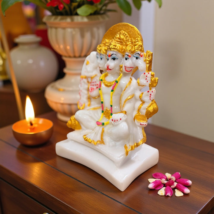 Cutncurve® Panchmukhi Hanuman Idol 6 Inches – Composite Marble Divine Statue