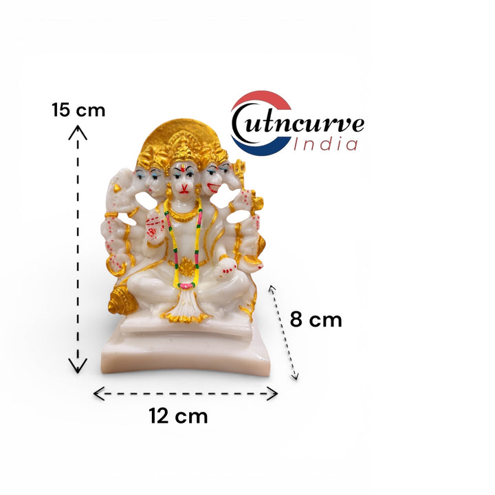 Cutncurve® Panchmukhi Hanuman Idol 6 Inches – Composite Marble Divine Statue
