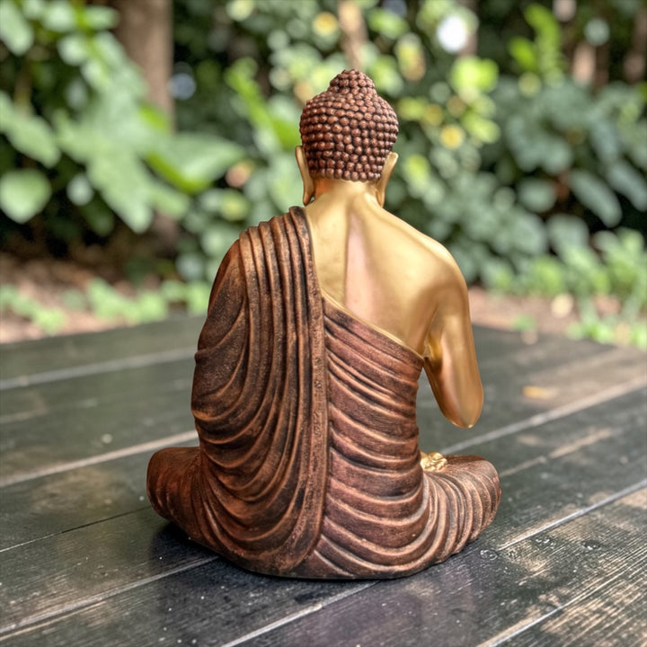 CutnCurve® 3 Feet Blessing Buddha Statue Made of Resin Fiber Marble Finish Decorative Idol for Home Temple Living Room Decor