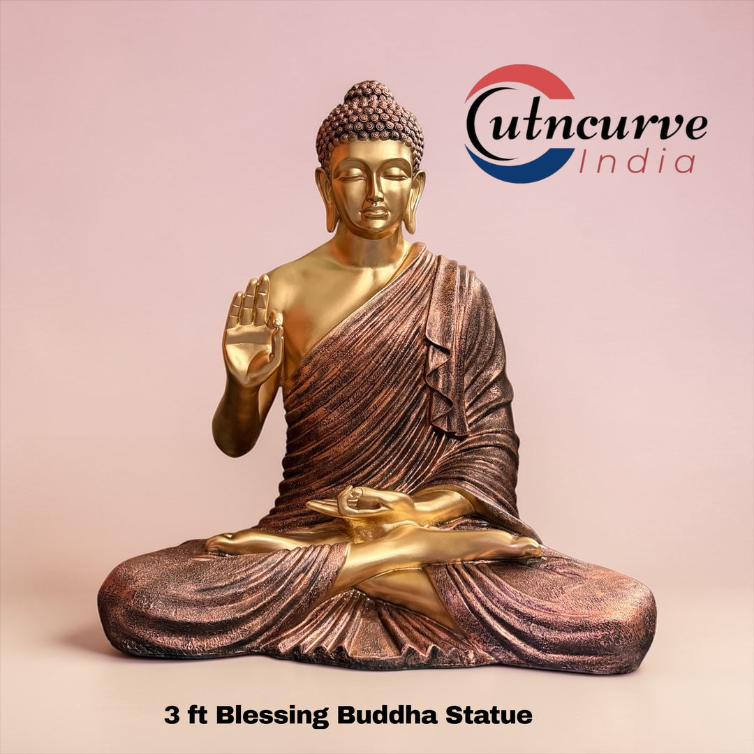 big Buddha statue for temple, decorative Buddha idol for home, meditation Buddha statue, spiritual decor Buddha statue, Buddha murti for home temple, large resin Buddha statue, CutnCurve Buddha statue