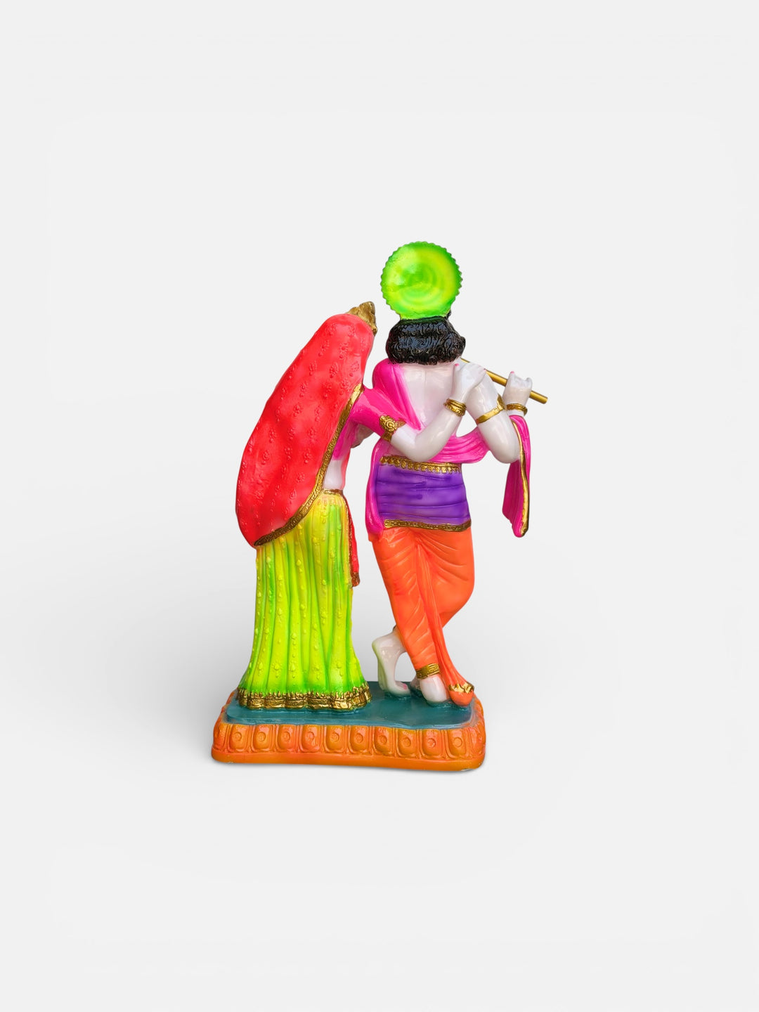 Large 2 Feet Radha Krishna Idol Colorful Design – Composite Marble Statue for Mandir Décor by CutnCurve®