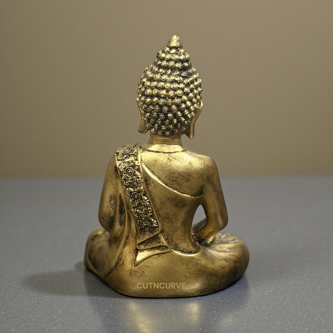 10 Inches Metallic Buddha Statue Made of Resin – Premium Meditating Buddha Idol for Home Decor, Office, Temple & Vastu Gift
