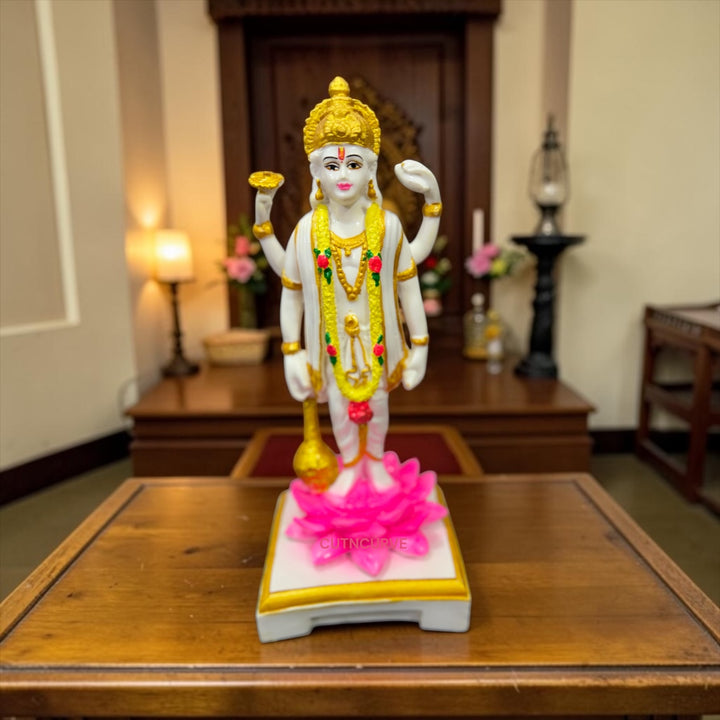 CutnCurve® Lord Vishnu Narayan Idol 10 Inches – Premium Resin Murti for Ekadashi Puja, Home Temple & Spiritual Decor