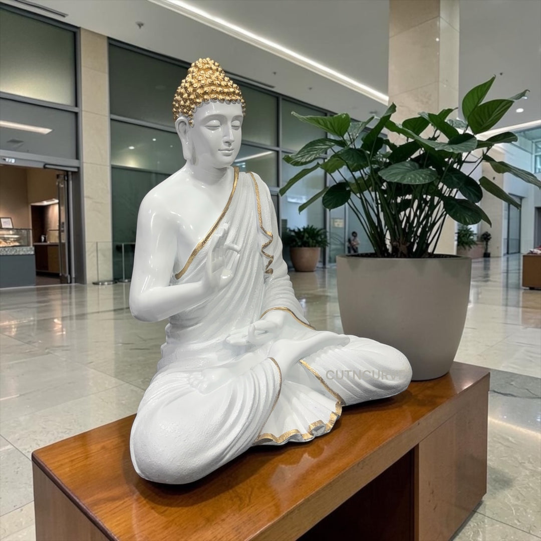 2 Feet Resin Blessing Buddha Idol | Peaceful Buddha Statue for Living Room & Hotel Entrance