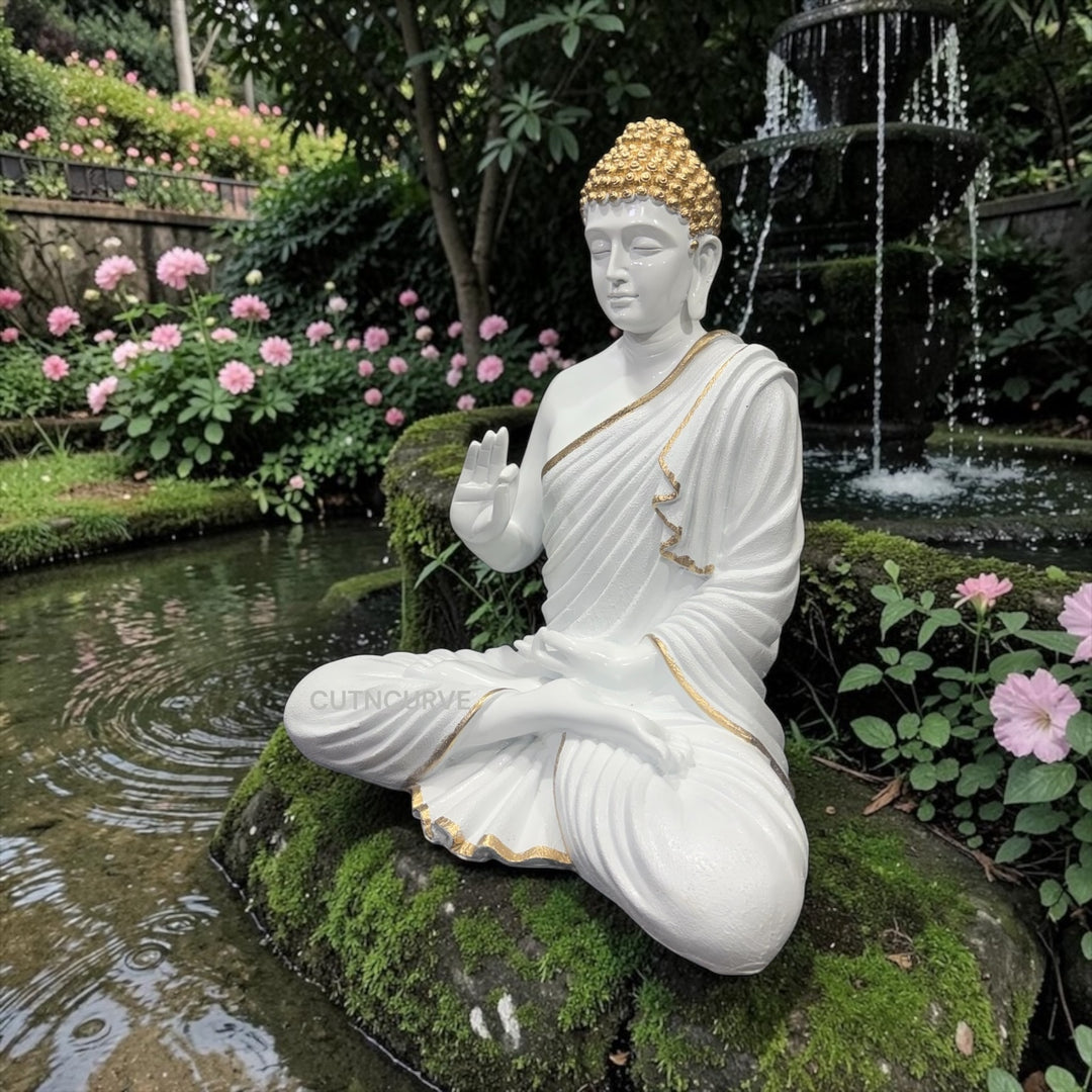 2 Feet Resin Blessing Buddha Idol | Peaceful Buddha Statue for Living Room & Hotel Entrance