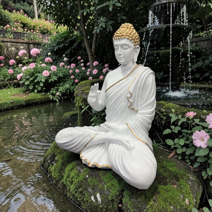 2 Feet Resin Blessing Buddha Idol | Peaceful Buddha Statue for Living Room & Hotel Entrance