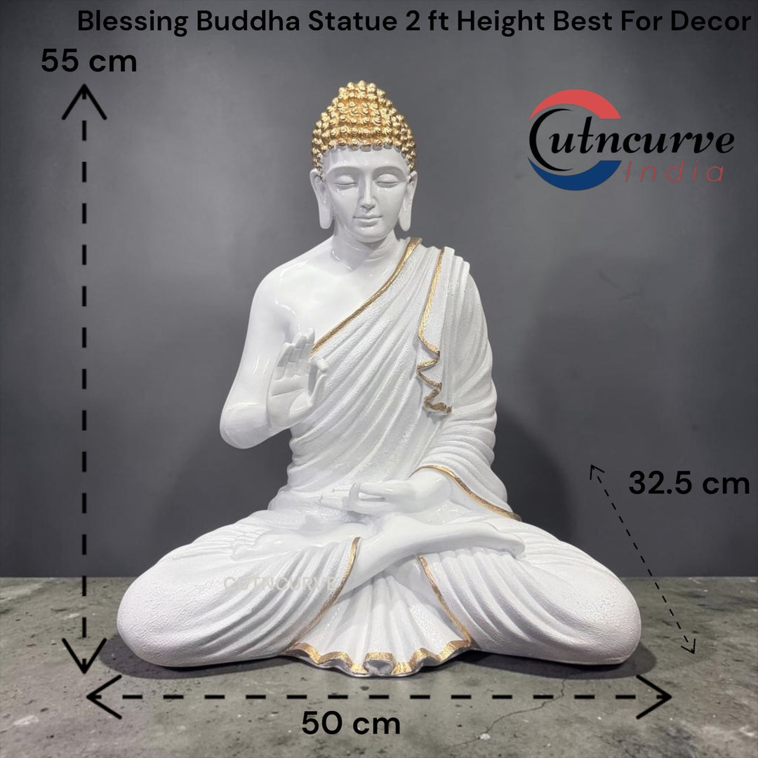 2 Feet Resin Blessing Buddha Idol | Peaceful Buddha Statue for Living Room & Hotel Entrance