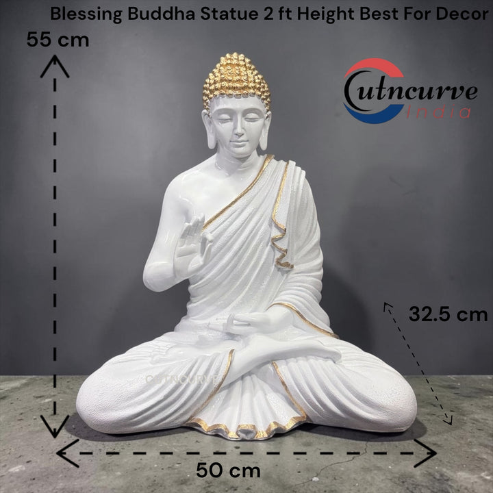 2 Feet Resin Blessing Buddha Idol | Peaceful Buddha Statue for Living Room & Hotel Entrance