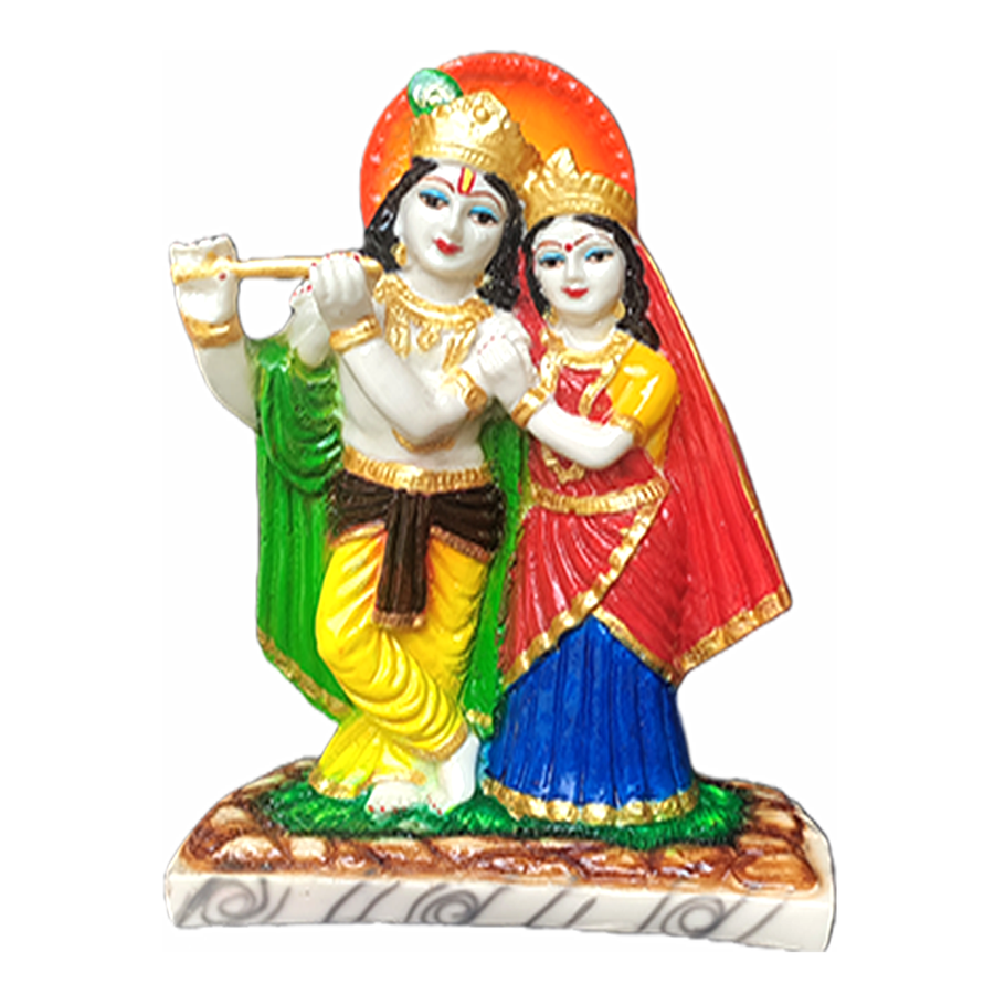 Radha Krishna Marble Colourful Murti