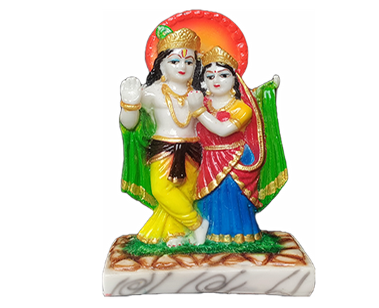 5 inches Radha Krishna Marble Murti