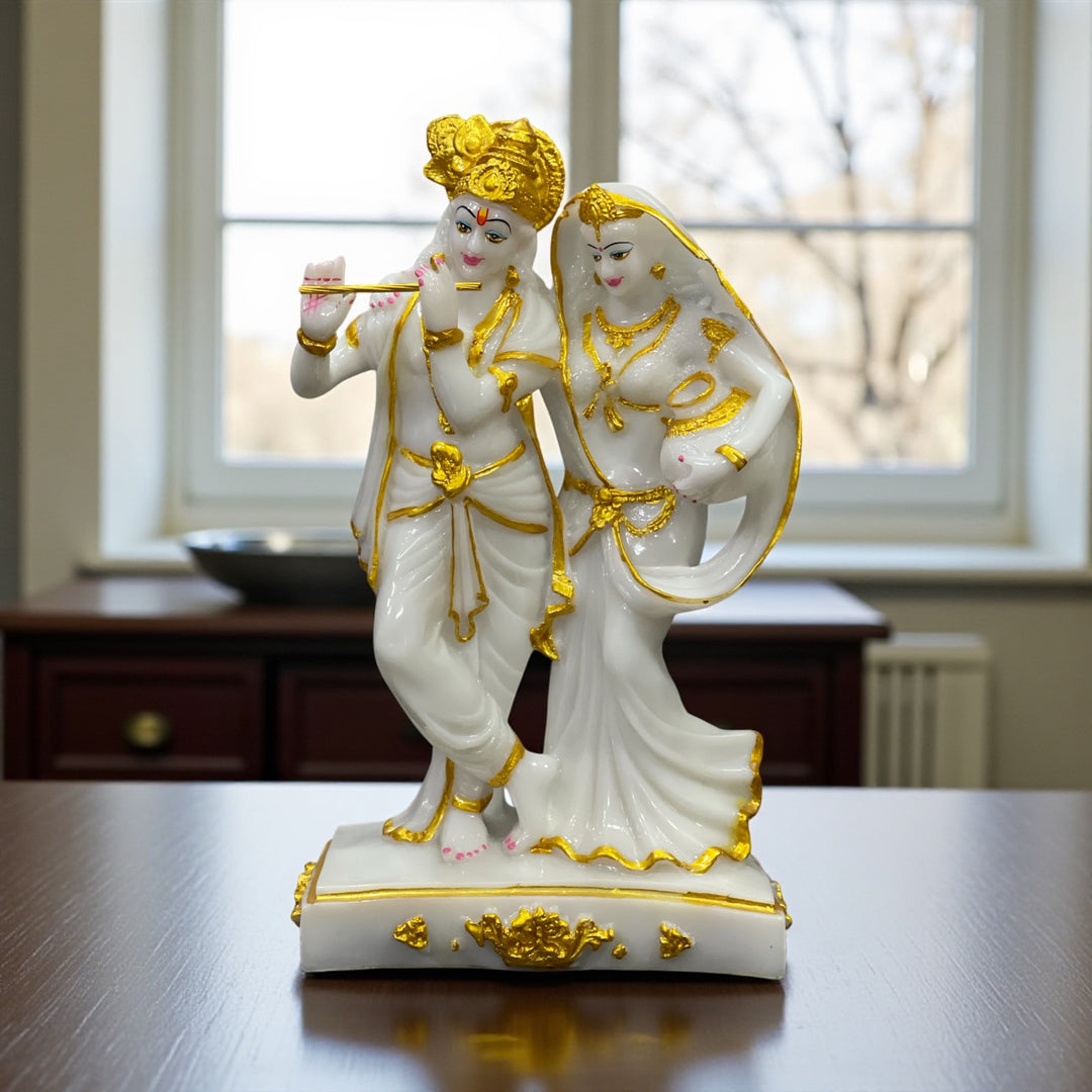 Radha Krishna statue 18 inch, composite marble idol, Radha Krishna murti for gifting, home décor Hindu idols, Krishna Radha statue for mandir