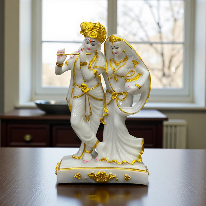 Radha Krishna statue 18 inch, composite marble idol, Radha Krishna murti for gifting, home décor Hindu idols, Krishna Radha statue for mandir