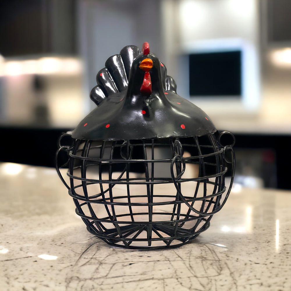 Rooster Egg Basket Showpiece For Home Decor