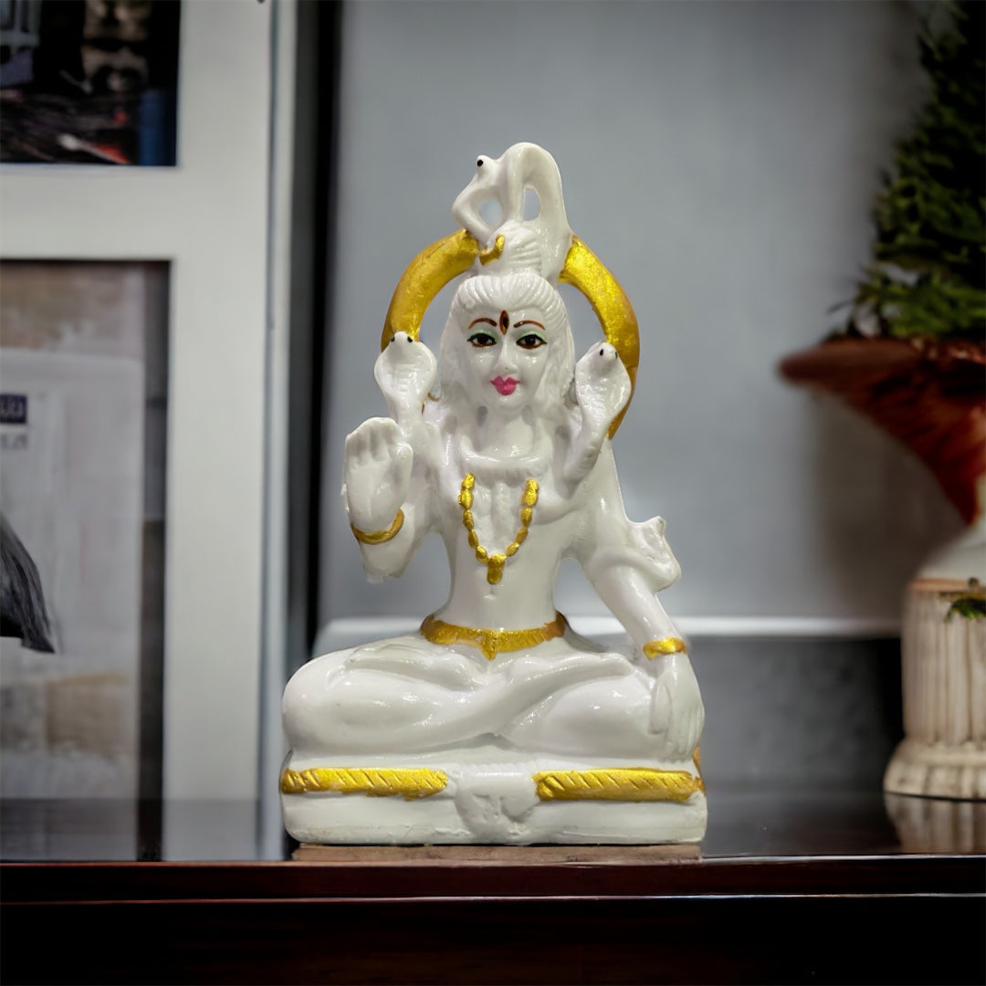 Shiva Samadhi Gift Idol Murti Marble Ashirvad Mudra Shiva Statue H – 15 cm