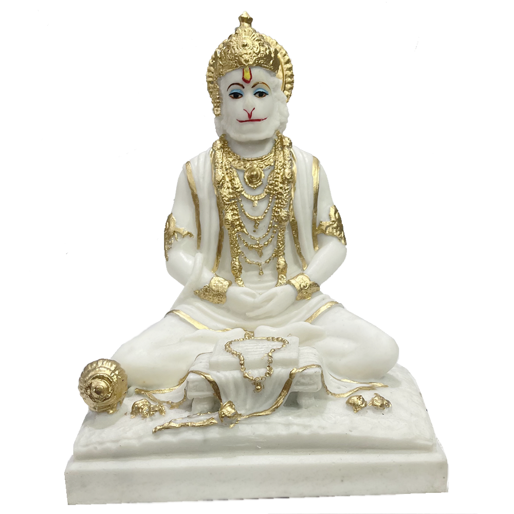 Samadhi Hanuman Marble Idol, Meditating Hanuman