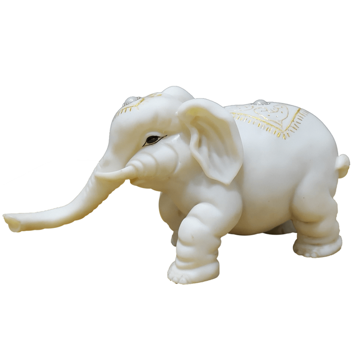 White Marble Look Elephant Showpiece