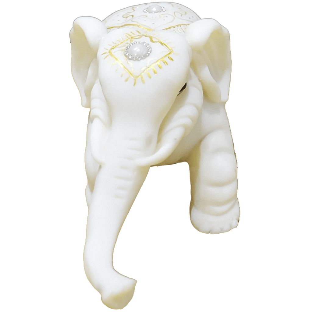 White Marble Look Elephant Showpiece