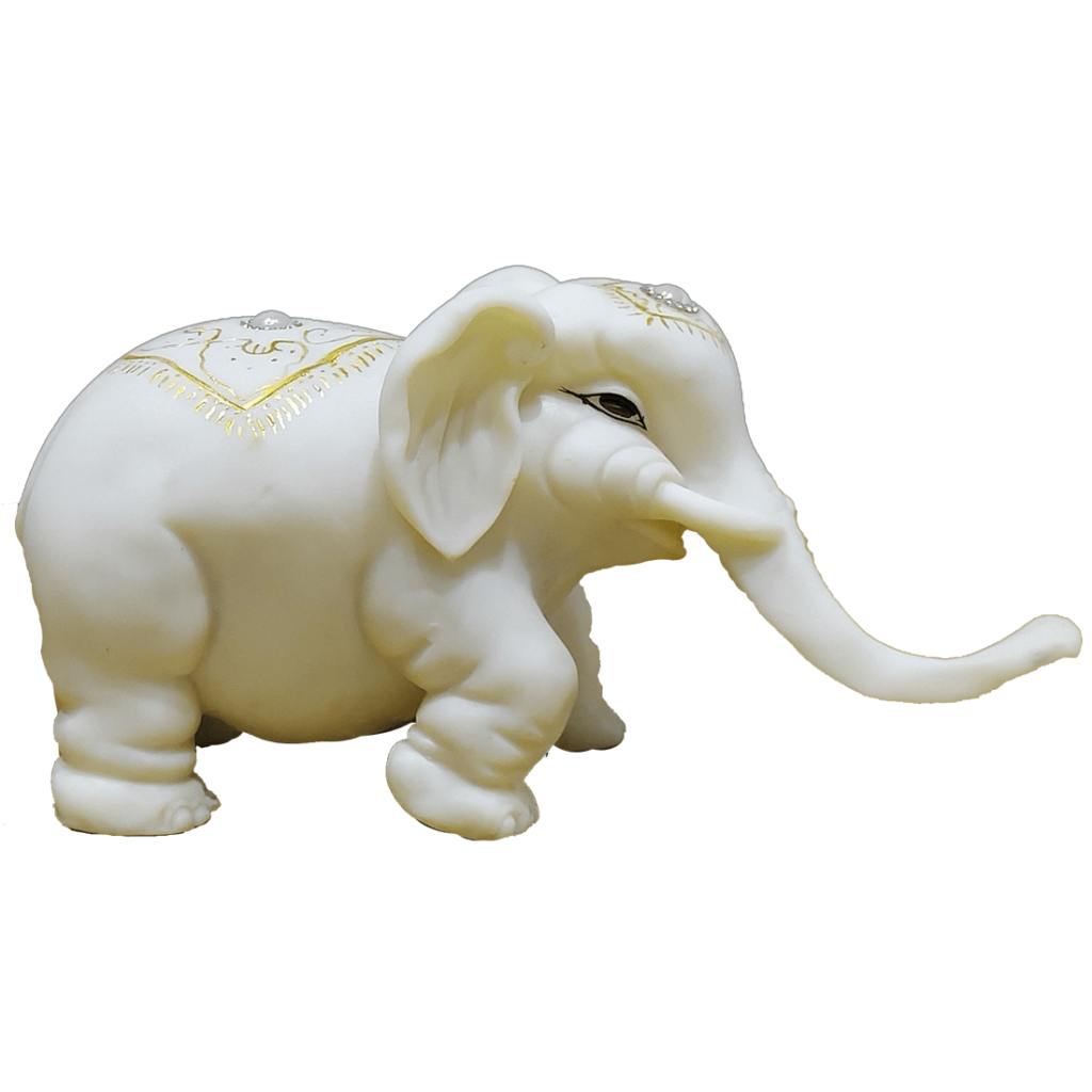 White Marble Look Elephant Showpiece