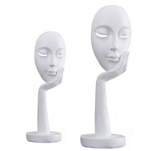 Pair of The Lady Face Statue Table Accent