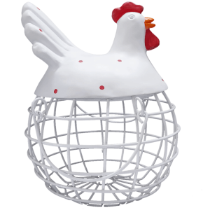 Rooster Hen Basket White