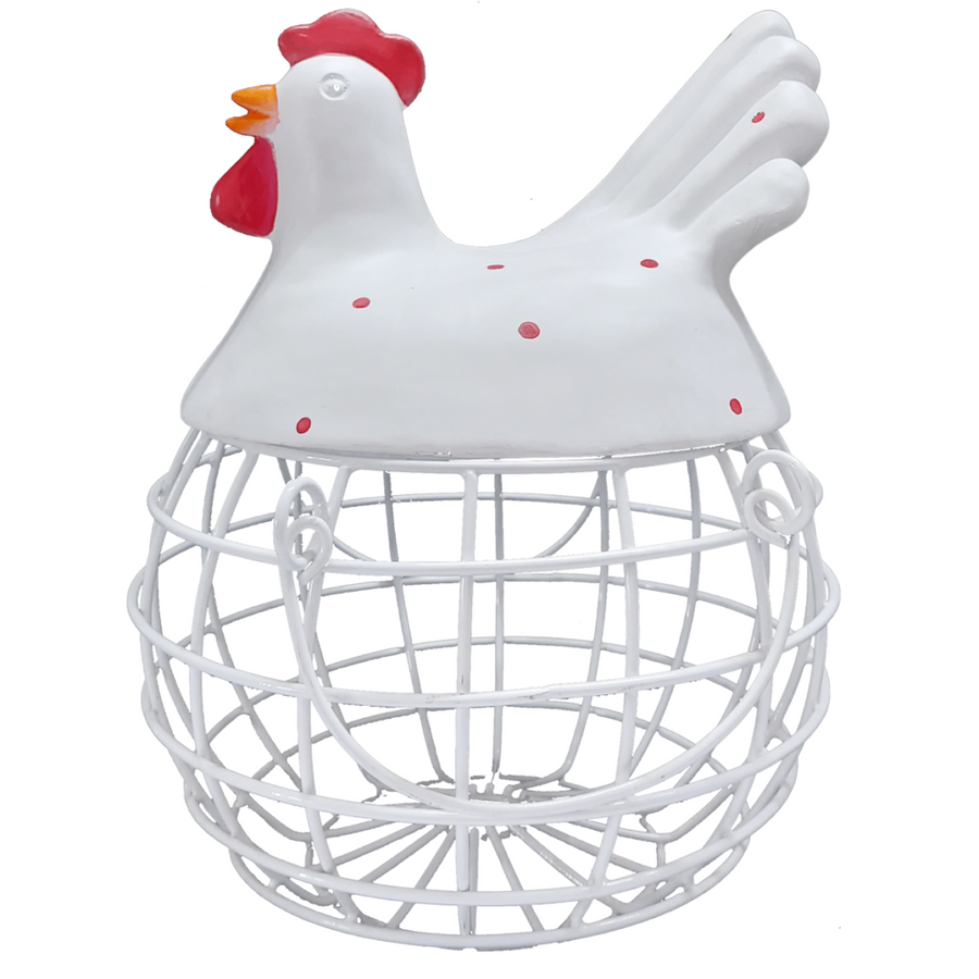 Rooster Hen Basket White