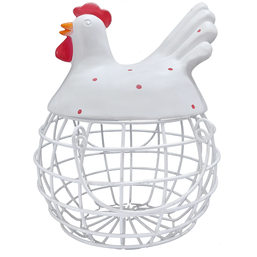 Rooster Hen Basket White