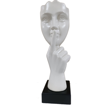Abstract Instructing Silence Finger on Woman Face Statue Table Ascen