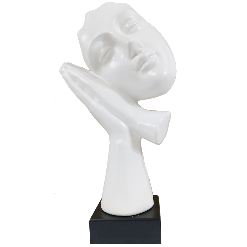 Abstract Faces Stand Abstract Woman Face on Hands Statue Table Ascent H 34 cm – cutncurve