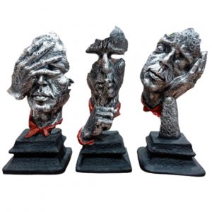 The Man Thinker Face Statue Trio Hand on Face on Side Silence