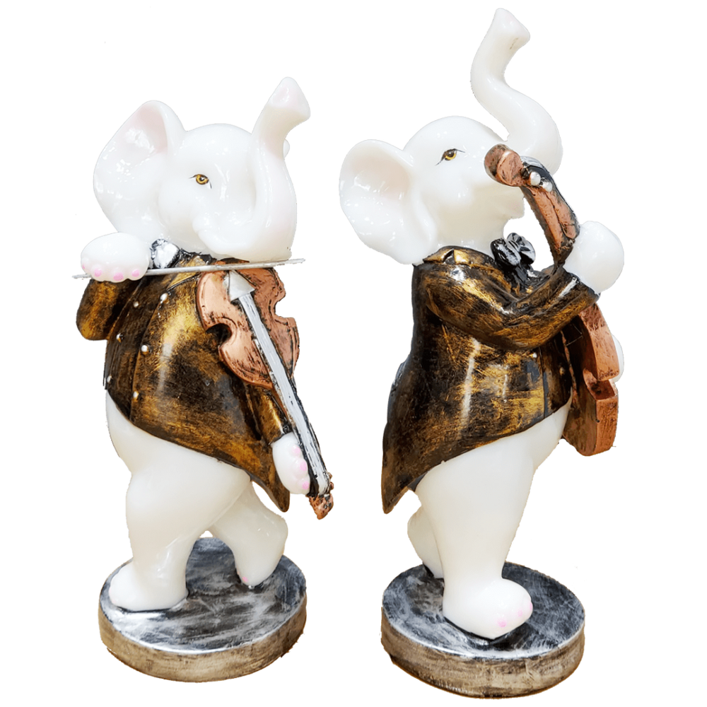 Pair of Musical Appu Set Idol Playing Violin  Decorative Gift